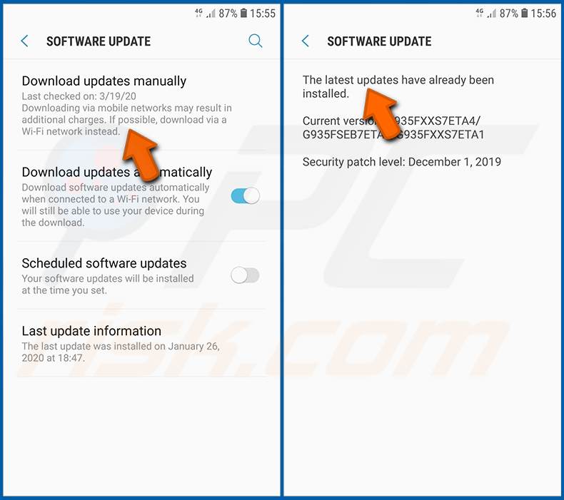 Software-updates installeren in het Android-besturingssysteem (stap 2)