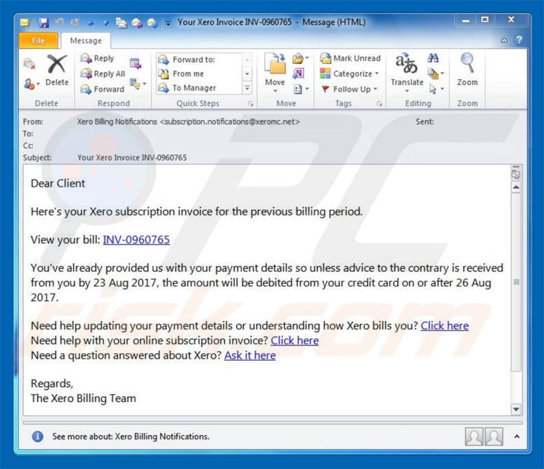 invoice phishing spam e-mail voorbeeld