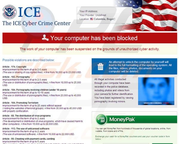 Het ICE Cyber Crime Center Virus