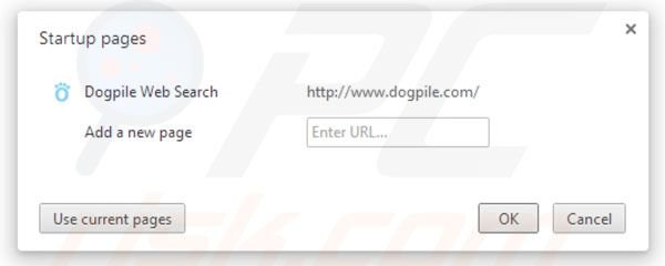 Dogpile verwijderen als Google Chrome startpagina