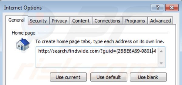 Verwijder search.findwide.com als startpagina Internet Explorer
