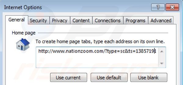 Verwijder nationzoom.com als startpagina in Internet Explorer