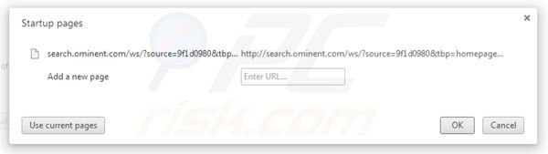 Verwijder search.ominent.com als startpagina in Google Chrome