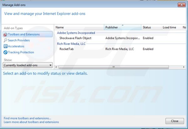 Verwijder rocket tab advertenties uit Internet Explorer stap 2
