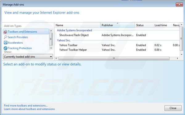 De Yahoo werkbalk verwijderen uit de Internet Explorer extensies
