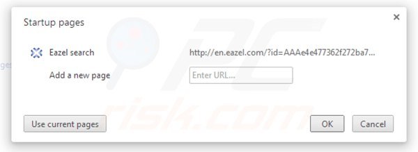 Verwijder eazel.com als startpagina in Google Chrome