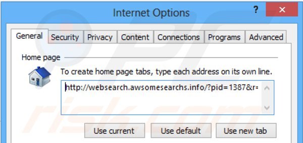 Verwijder websearch.awsomesearchs.info als startpagina in Internet Explorer 