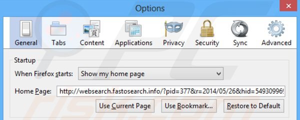 Verwijder websearch.fastosearch.info als startpagina in Mozilla Firefox