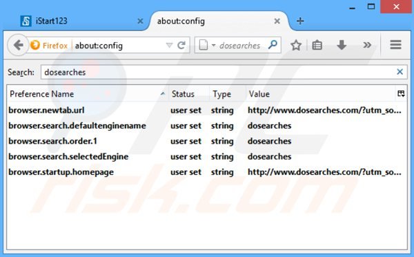Verwijder istart123.com als standaard zoekmachine in Mozilla Firefox