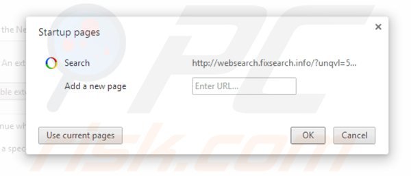 Verwijder websearch.fixsearch.info als startpagina in Google Chrome