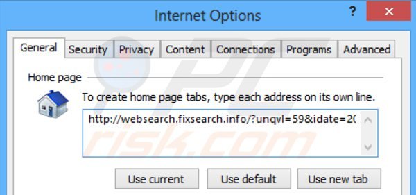 Verwijder websearch.fixsearch.info als startpagina in Internet Explorer 