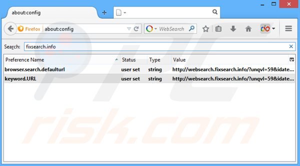 Verwijder websearch.fixsearch.info als standaard zoekmachine in Mozilla Firefox 