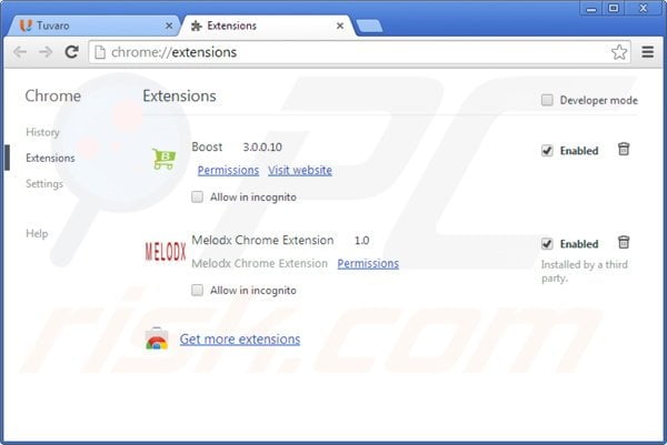 Verwijder de Melodx advertenties uit Google Chrome stap 2