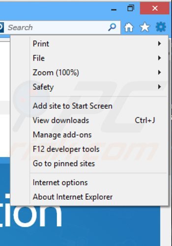 Verwijder obrona vpn uit Internet Explorer stap 1