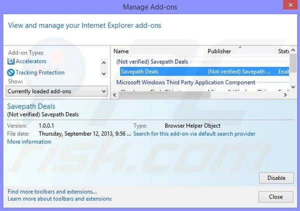 Verwijder de OneSoftPerDay advertenties uit Internet Explorer stap 2