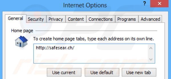 Verwijder safesear.ch als startpagina in Internet Explorer