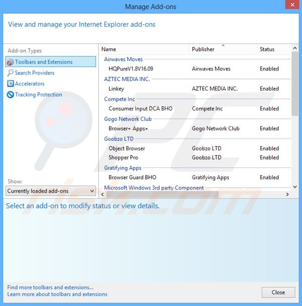 Verwijder aan CloudGuard gerelateerde adware uit Internet Explorer stap 2