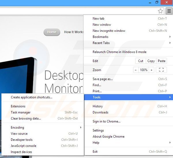 Verwijder Desktop Temperature Monitor advertenties uit Google Chrome stap 1