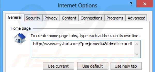 Verwijder de dlsecure doorverwijzing als startpagina in Internet Explorer
