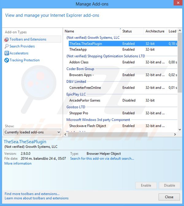 Verwijder aan LookThisUp gerelateerde adware uit Internet Explorer stap 2