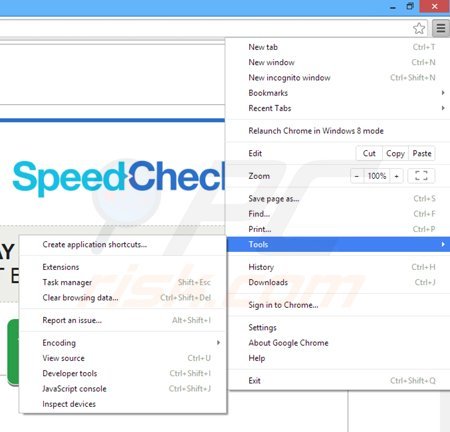 Verwijder de SpeedCheck advertenties uit Google Chrome stap 1