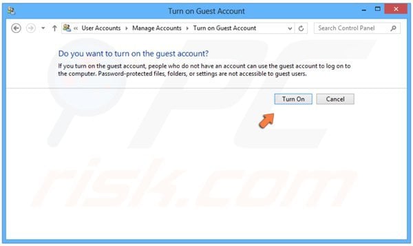 Het Gast-account aanzetten in Windows 8 - Stap 4