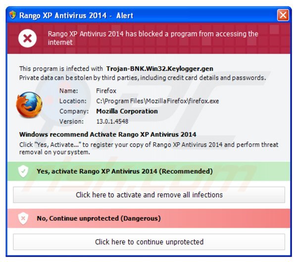 rango xp antivirus 2014 blokkeert de uitvoering van geïnstalleerde programma's