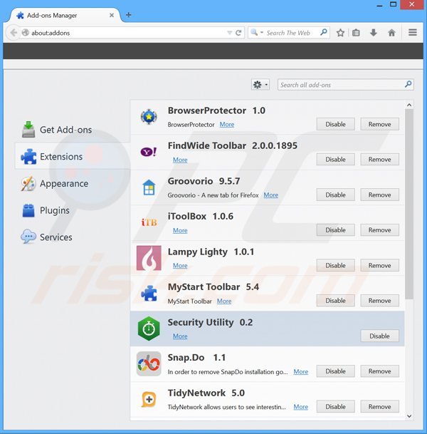 Verwijder de security utility advertenties uit Mozilla Firefox stap 2