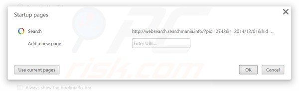 Verwijder websearch.searchmania.info als startpagina in Google Chrome 