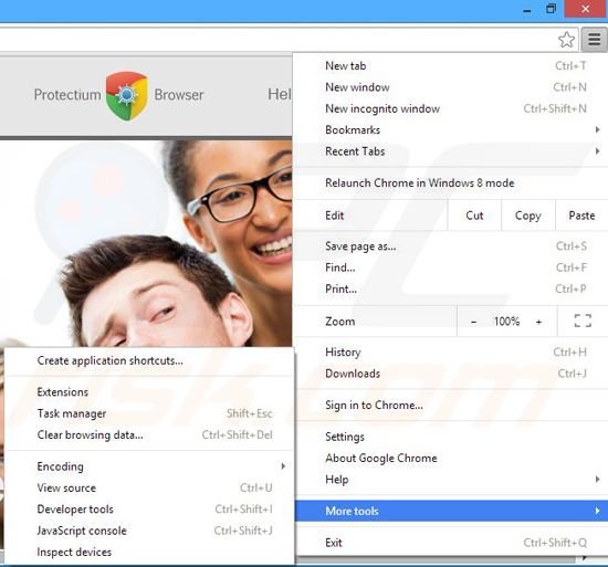 Verwijder de Protectium advertenties uit Google Chrome stap 1