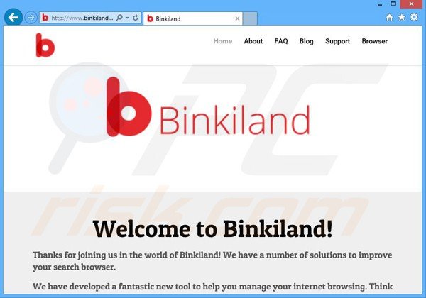 website die de binkiland.com browser hijacker promoot