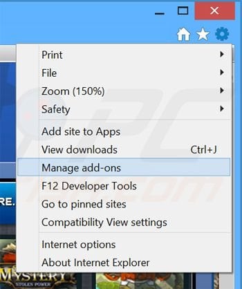 Verwijder de GreatArcadeHits advertenties uit Internet Explorer stap 1