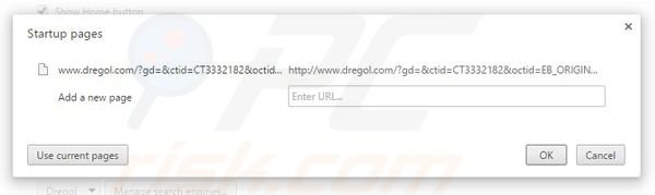 Verwijder dregol.com als startpagina in Google Chrome