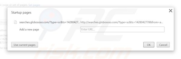 Verwijder searches.globososo.com als startpagina in Google Chrome