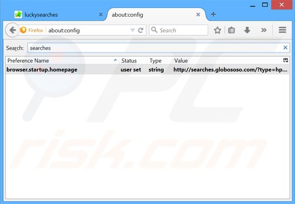 Verwijder searches.globososo.com als standaard zoekmachine in Mozilla Firefox 