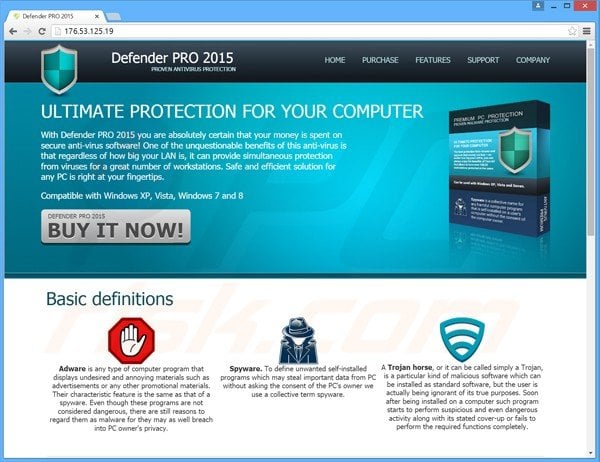 defender pro 2015 valse antivirus website