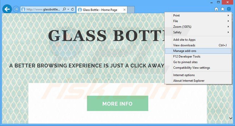 Verwijder de glass bottle advertenties uit Internet Explorer stap 1