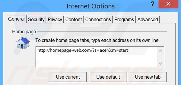 Verwijder homepage-web.com als startpagina in Internet Explorer