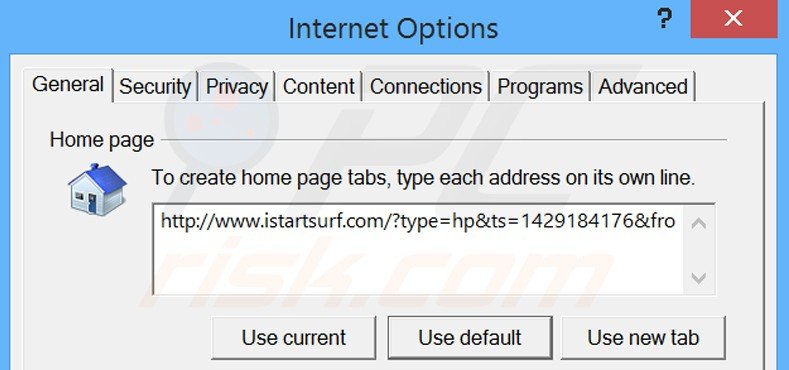 Verwijder een aan xtab gerelateerde URL als Internet Explorer startpagina