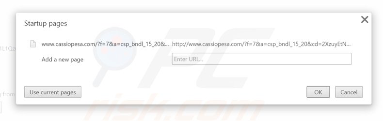 Verwijder cassiopesa.com als startpagina in Google Chrome