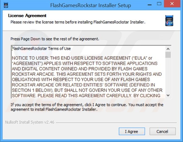 FlashGamesRockstar adware installer instelling