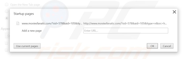 Verwijder moviesfanatic.com als startpagina in Google Chrome