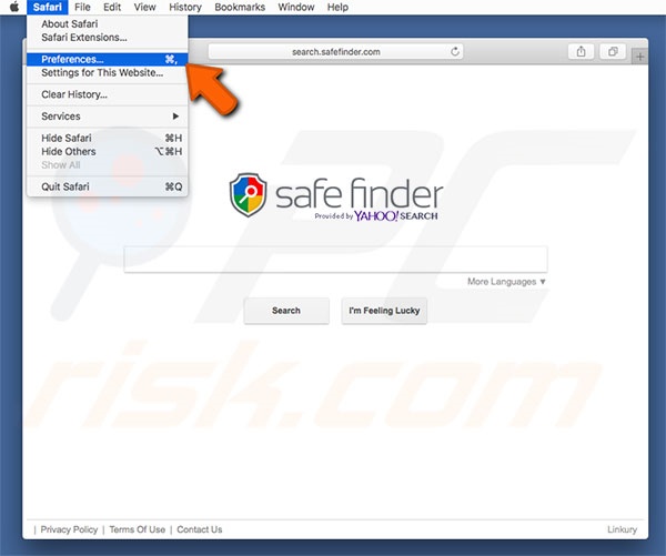 Safe Finder Safari Options Stap 1