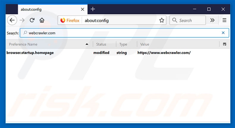 Webcrawler.com verwijderen als standaard zoekmachine in Mozilla Firefox