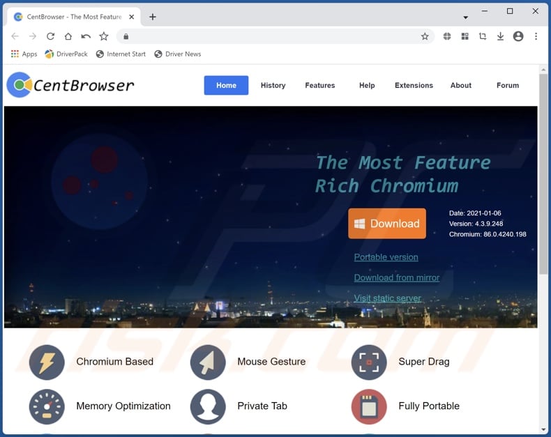 Cent Browser site promoten