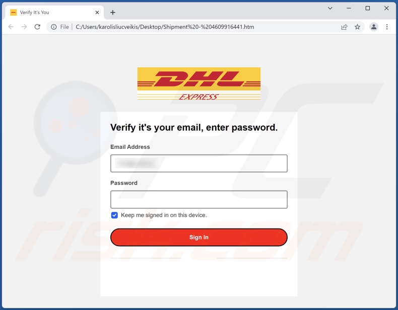 Phishingbijlage verspreid via DHL-spamcampagne met verzendgegevens (4609916441.html)