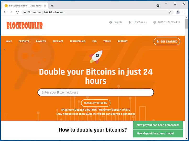 Double Your Bitcoins pop-upzwendel (2022-08-25)
