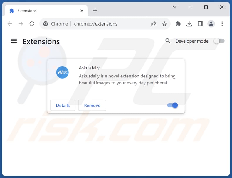 Verwijderen van askusdaily.com gerelateerde Google Chrome-extensies