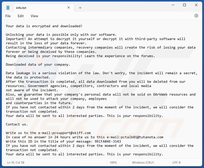 LEAKDB ransomware tekstbestand (info.txt)