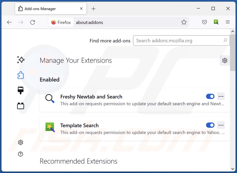 Removing unwanted browser extensions from Mozilla Firefox step 2